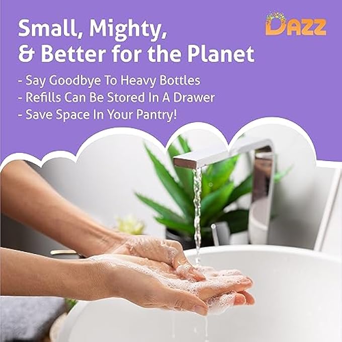 Dazz FOAMING HAND SOAP REFILL PACK (4 REFILL TABLET PACKETS) HAND SOAP REFILL, NATURALLY SAFE & NON TOXIC, RICH LATHER HAND WASH, PINA COLADA SCENT (FOAMING PUMP DISPENSER REQUIRED) - Image 3